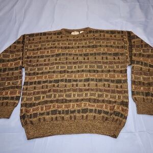 VINTAGE FARAH MEN'S WEAVE KNIT ACRYLIC PULLOVER SWEATER BROWN SIZE XLARGE IS USE